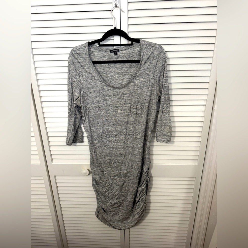 Express Gray Ruched Dress Size L